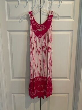 Advance Apparels Boho Pink and White Tie Dye Umbrella Tank Dress — OS
